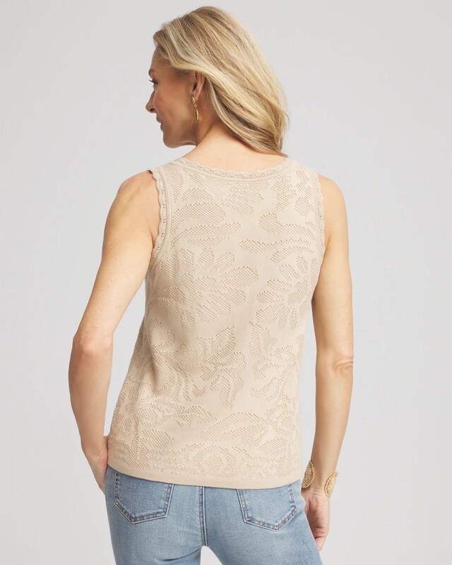 Pointelle Lace Scallop Sweater Tank - image 3